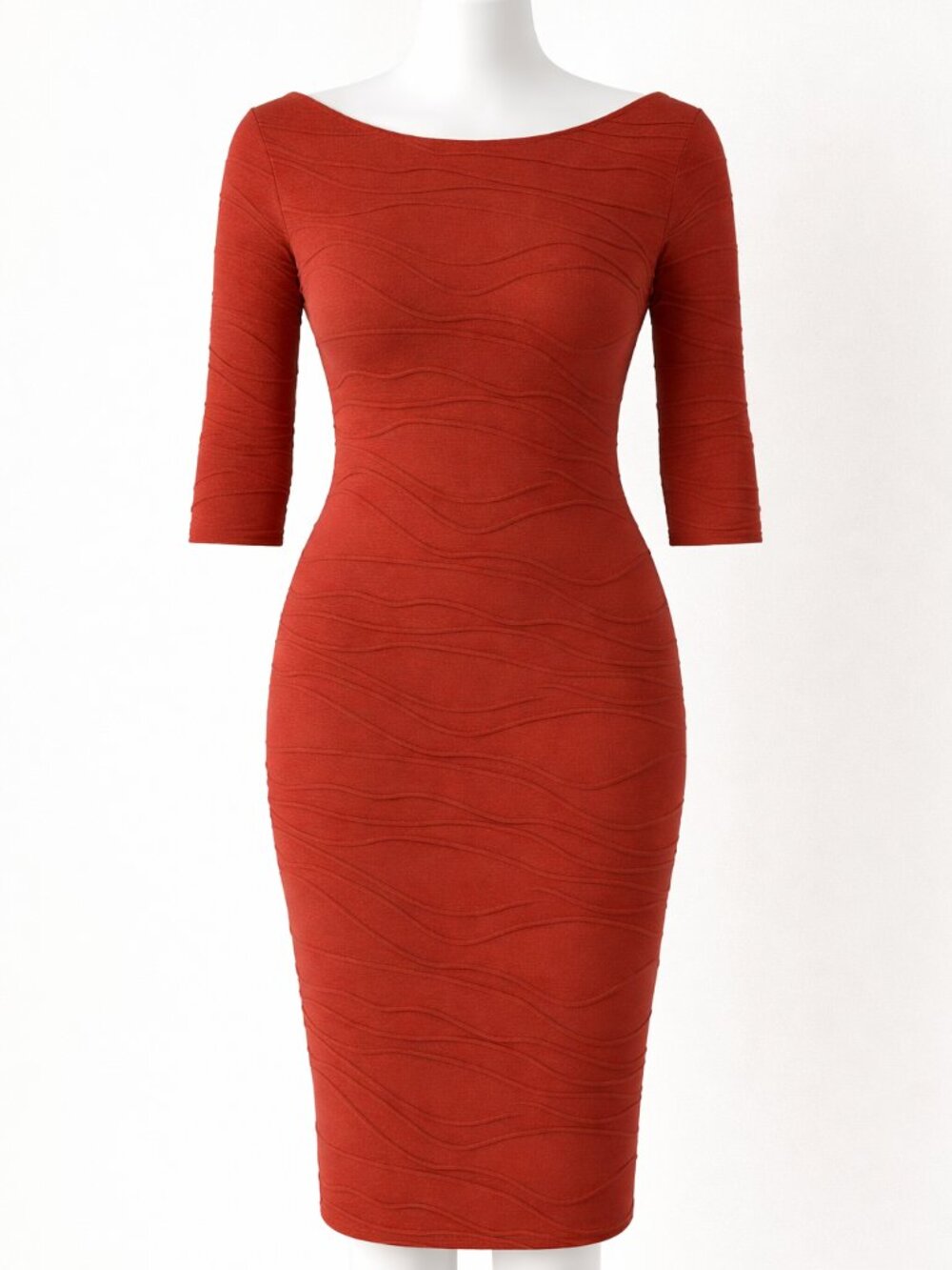 Sharagano Bodycon Dress Rust 3/4 Sleeve Size 4 EUC